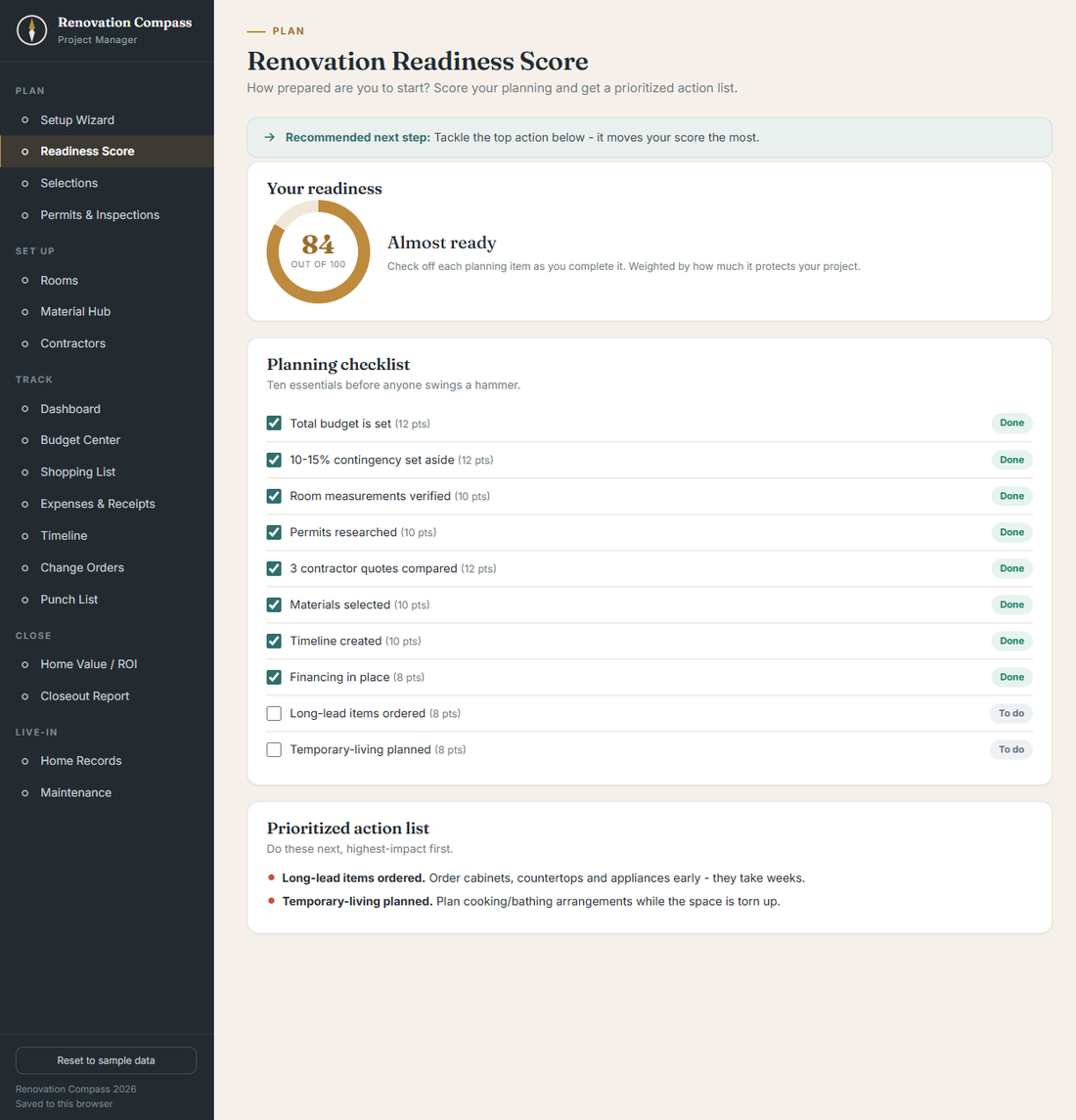 Readiness Score